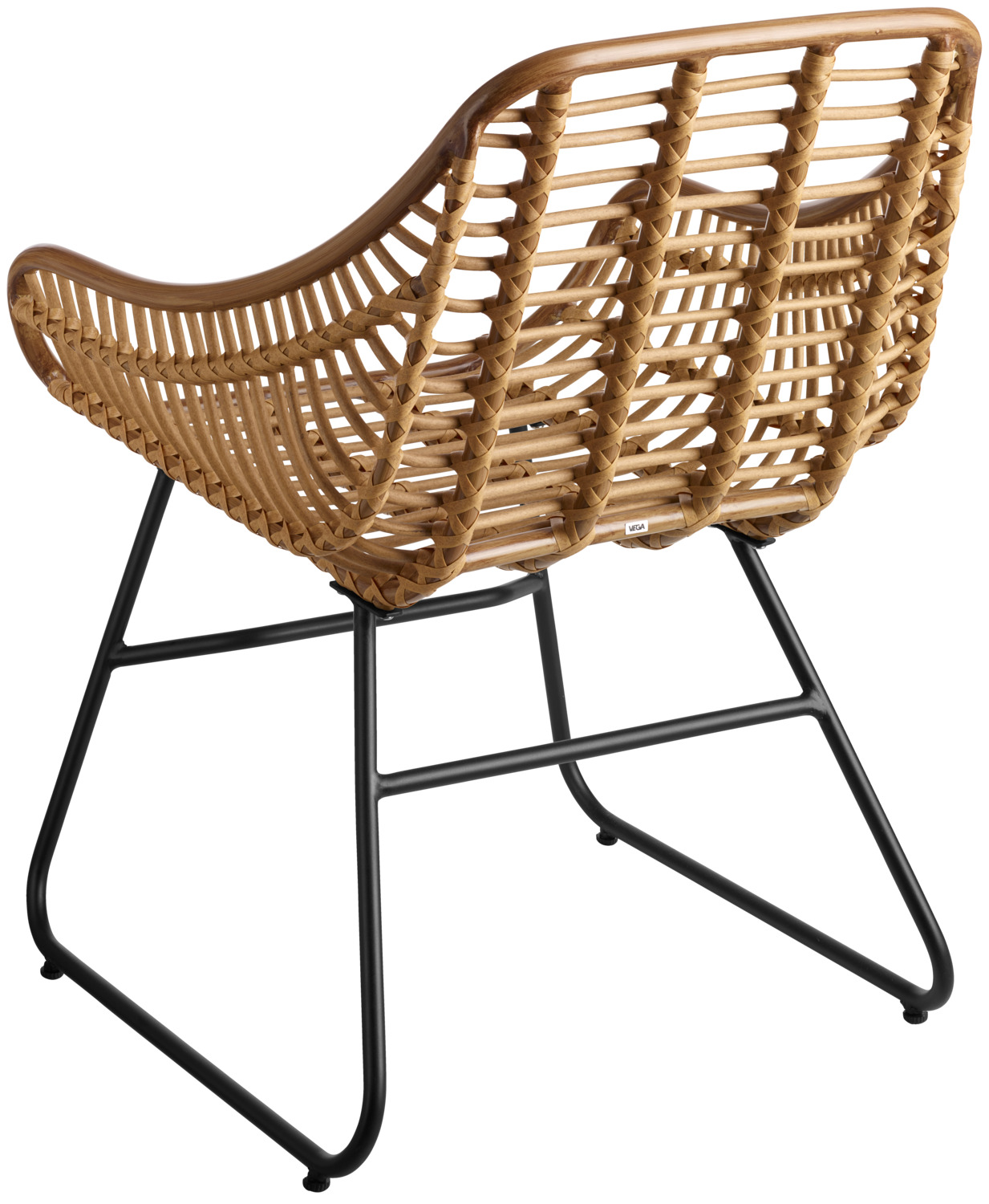 Scaun de exterior VEGA Tomeo, ratan poliratan cu aspect de bambus, cadru din otel vopsit electrostatic, 60x62x83 cm, maro deschis si negru