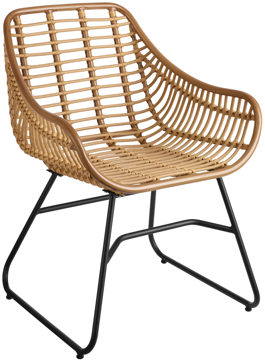 VEGA LUSINI Solutions GmbH Outdoor chair Tomeo Bambus-Look Geflecht Stuhl Tomeo Bambus-Look Outdoor chair Tomeo Bambus-Look; 60x62x83 cm (WxDxH); seat light-brown, base black; 2 piece / pack Geflecht Stuhl Tomeo Bambus-Look; 60x62x83 cm (BxTxH); Sitz hellbraun, Gestell schwarz; 2 Stück / Pack Chair made of a powder-coated steel frame and polyrattan wickerwork in a bamboo look. Includes plastic glides. Suitable for outdoor use. Delivered disassembled. Order matching seat cushions at the same time. Stuhl aus einem pulverbeschichteten Stahlgestell und Polyrattangeflecht in Bambus-Optik. Inklusive Kunststoffgleiter. Für den Außenbereich geeignet. Lieferung erfolgt zerlegt. Passende Sitzkissen gleich mitbestellen.