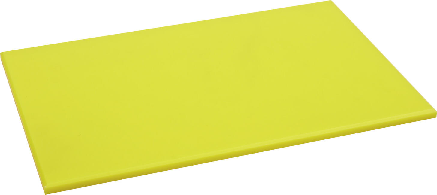 PULSIVA LUSINI Solutions GmbH Chopping board Clever OSF 20x30 cm Schneidebrett Clever OSF Chopping board Clever OSF 20x30 cm; 45x30x1.2 cm (LxWxH); yellow Schneidebrett Clever OSF; 45x30x1.2 cm (LxBxH); gelb Food safe and very hygienic cutting boards made of polyethylene. Very resistant to cutting due to extremely high material density. Food safe use according to HACCP (Hazard Analysis Critical Control Points). Can be used on both sides. Available in various designs and sizes. Lebensmittelechte Schneidbretter aus Polyethylen. Sehr schneidbeständig durch extrem hohe Materialdichte. Lebensmittelgerechte Verwendung nach HACCP (Hazard Analysis Critical Control Points) Mit Ablaufrinne. Beidseitig verwendbar. Stapelbar und spülmaschinenfest.