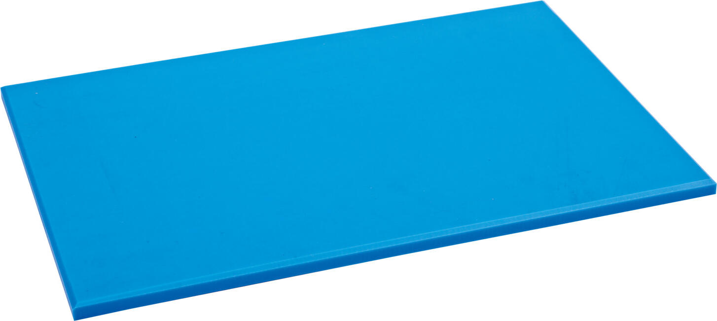 PULSIVA LUSINI Solutions GmbH Chopping board Clever OSF 20x30 cm Schneidebrett Clever OSF Chopping board Clever OSF 20x30 cm; 45x30x1.2 cm (LxWxH); blue Schneidebrett Clever OSF; 45x30x1.2 cm (LxBxH); blau Food safe and very hygienic cutting boards made of polyethylene. Very resistant to cutting due to extremely high material density. Food safe use according to HACCP (Hazard Analysis Critical Control Points). Can be used on both sides. Available in various designs and sizes. Lebensmittelechte Schneidbretter aus Polyethylen. Sehr schneidbeständig durch extrem hohe Materialdichte. Lebensmittelgerechte Verwendung nach HACCP (Hazard Analysis Critical Control Points) Mit Ablaufrinne. Beidseitig verwendbar. Stapelbar und spülmaschinenfest.