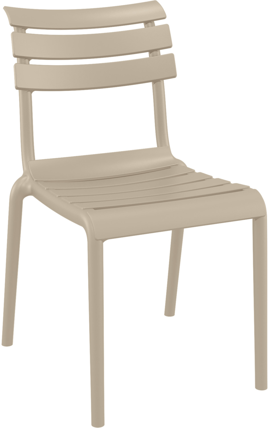 Siesta ISILPLAST PLASTIK SAN.VE TIC.A.S. Chair Helen without armrests Stuhl Helen ohne Armlehne Chair Helen without armrests; 50x59x84 cm (WxDxH); taupe; 4 piece / pack Stuhl Helen ohne Armlehne; 50x59x84 cm (BxTxH); taupe; 4 Stück / Pack Modern outdoor chair made of fiberglass-reinforced, recyclable polypropylene. Extremely lightweight and robust. Up to five chairs can be stacked. Order the matching chair with armrests at the same time. Suitable for outdoor use. Delivered assembled. Moderner Outdoorstuhl aus glasfaserverstärktem, recyclebarem Polypropylen. Besonders leicht und robust. Bis zu fünf Stühle stapelbar. Passenden Stuhl mit Armlehne gleich mitbestellen. Für den Außenbereich geeignet. Lieferung erfolgt montiert.