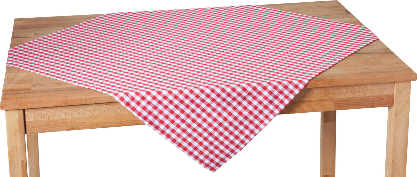 PULSIVA LUSINI Solutions GmbH Tablecloth Don Mitteldecke Don Tablecloth Don; 80x80 cm (WxL); red/white; square; 5 piece / pack Mitteldecke Don; 80x80 cm (BxL); rot/weiß; quadratisch; 5 Stück / Pack 80 % cotton, 20 % polyester. Weight approx. 165 g/m². Chequered centre cloth with hemmed edge. Made from recycled, reused cotton. Particularly easy-care, hard-wearing and easy to iron. Personalisation possible. Easy-care & dimensionally stable: the centre blanket achieves its perfect fit after the first wash. Ideal for stylish table decorations and long-lasting quality. 80 % Baumwolle, 20 % Polyester. Gewicht ca. 165 g/m². Karierte Mitteldecke mit gesäumtem Rand. Aus recycelter, wiederverwerteter Baumwolle. Besonders pflegeleicht, strapazierfähig und bügelleicht. Personalisierung möglich. Pflegeleicht & formstabil: Die Mitteldecke erreicht ihre perfekte Passform nach dem ersten Waschen. Ideal für stilvolle Tischdeko und langlebige Qualität.