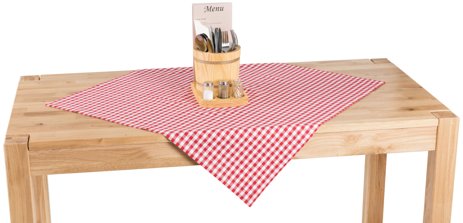 PULSIVA Don Square Tablecloth, 80 x 80 cm, Red/White Chequered, Recycled Cotton Blend, OEKO-TEX Standard 100, Easy-Care Hemmed Centre Cloth