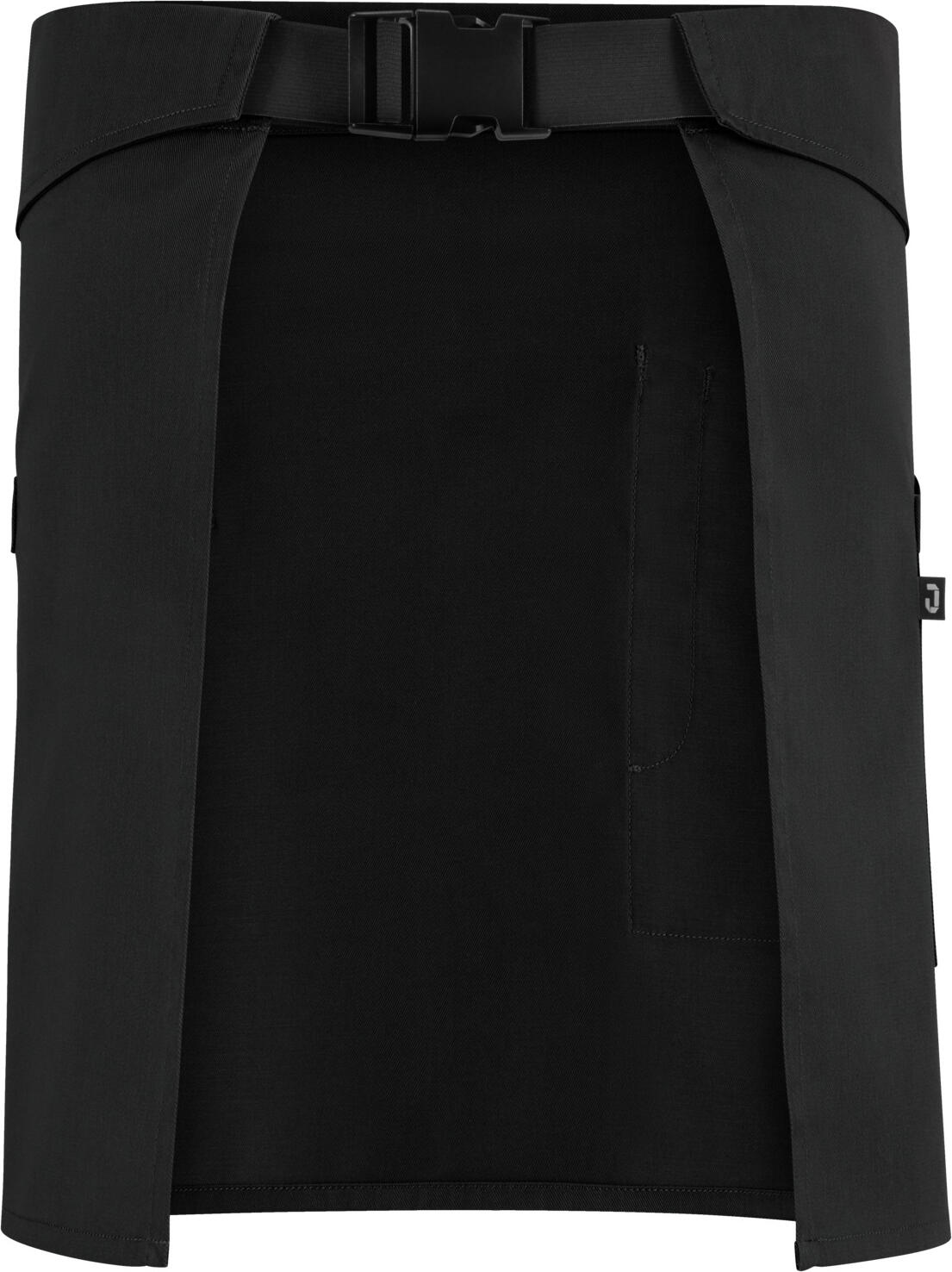Поясной фартук Jobeline, 45x80 см, черный, смесь полиэстера и хлопка, OEKO-TEX Standard 100, с боковым накладным карманом, карманом для ручки и петлей для полотенца