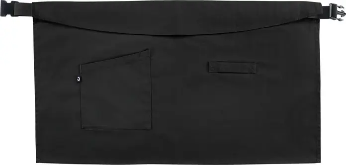Поясной фартук Jobeline, 45x80 см, черный, смесь полиэстера и хлопка, OEKO-TEX Standard 100, с боковым накладным карманом, карманом для ручки и петлей для полотенца