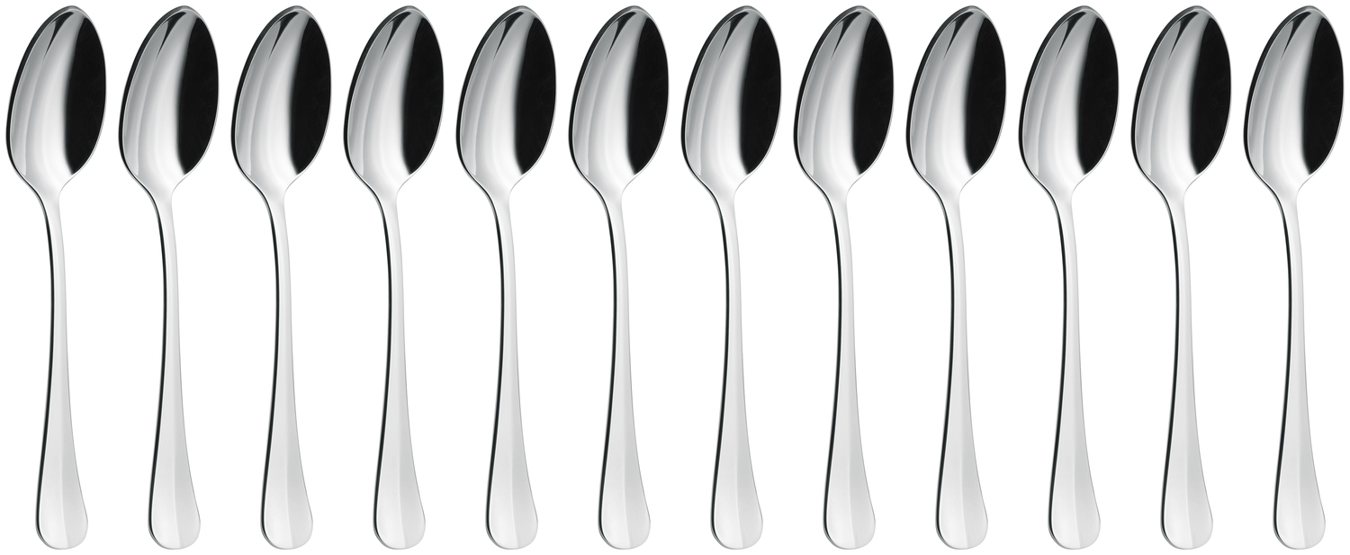 VEGA LUSINI Baguette Teaspoon, 14 cm, 18/10 Chrome-Nickel Stainless Steel, Mirror Polished, 3mm Thickness, Dishwasher Safe, Silver