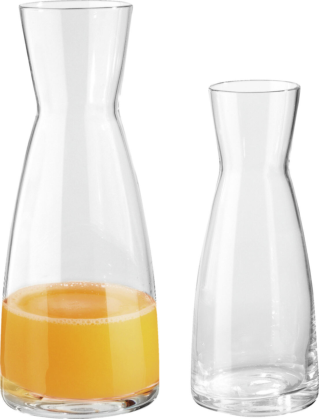 Bormioli Rocco Ypsilon Glass Carafe, 1.13 L, Transparent Round Tapered Hourglass Design, 26.2 cm Height, 7.2 cm Diameter, Dishwasher Safe Water and Beverage Pitcher