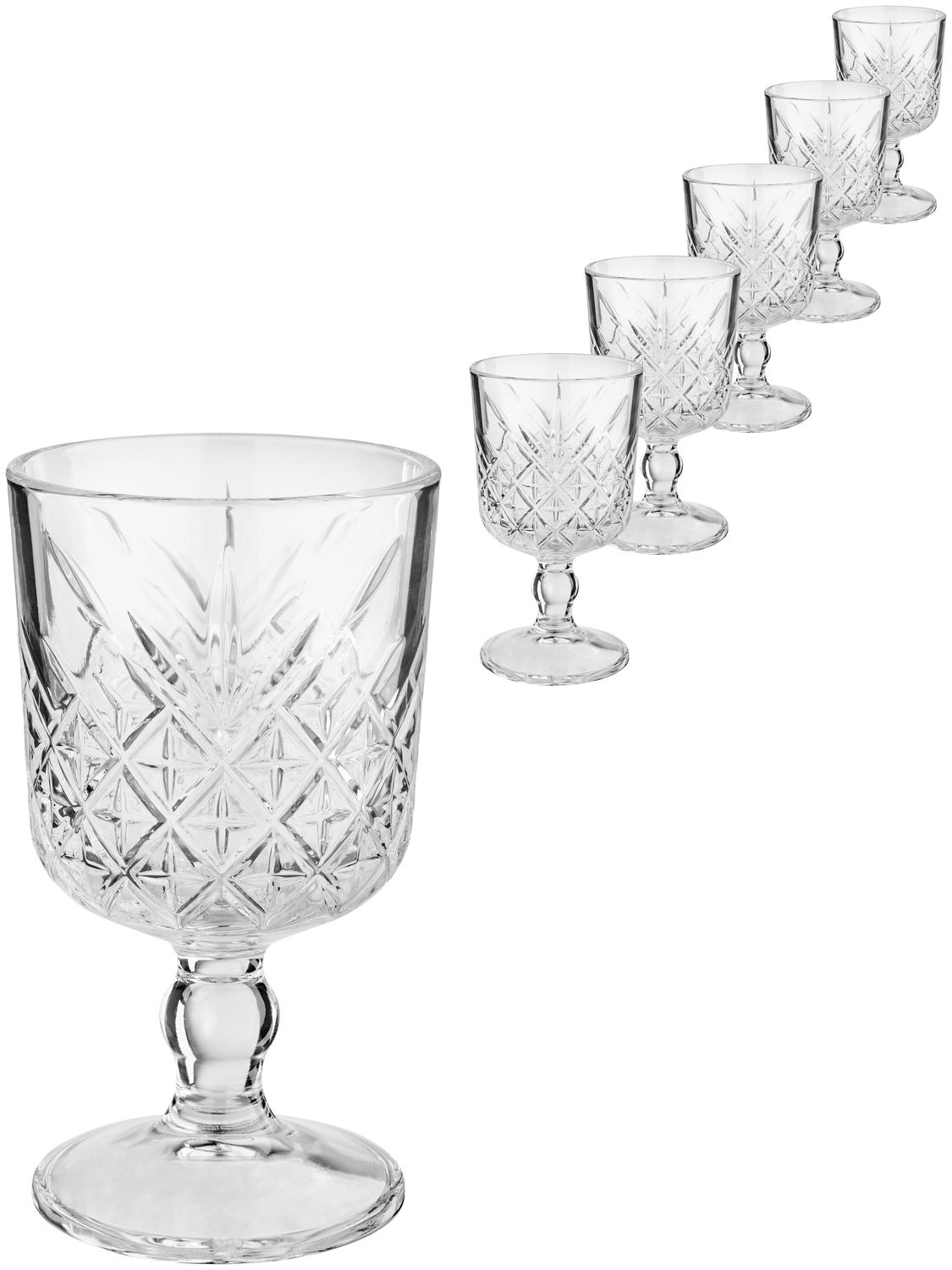 Pahar de Cocktail Pasabahce Timeless, 320 ml, Inaltime 151 mm, Diametru 88 mm, Sticla Temperata Transparenta cu Model Relievat, Rezistent la Masina de Spalat Vase
