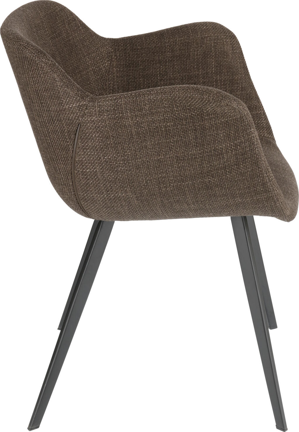 VEGA Limea Armchair, Brown Polyester Fabric, Powder-Coated Metal Base, 64x58x76 cm, Max Load 160 kg, Ergonomic Catering Chair for Hotel and Cafe