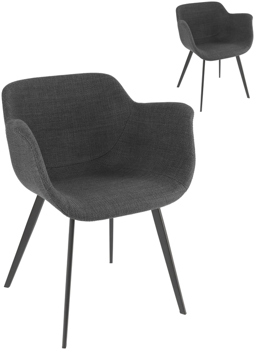Scaun cu bratze VEGA Limea, Material Poliester Antracit, Cadru Metalic Vopsit in Praf, 64x58x76 cm, Suporta pana la 160 kg, pentru Restaurante si Cafenele