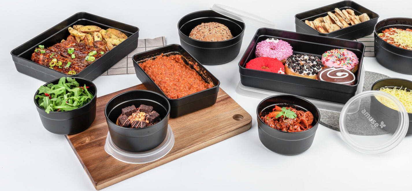 Amuse Pro Reusable Food Container, Rectangular, 950 ml, 21.5 x 13.5 x 5.7 cm, BPA-Free Polypropylene, Leakproof, Microwave and Dishwasher Safe, Stackable, -20 to +100 °C, Transparent Lid