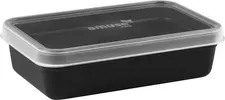 Reusable container Amuse Pro rectangular Mehrweg-Menübehälter Amuse Pro rechteckig Reusable container Amuse Pro rectangular; 950 ml, 21.5x13.5x5.7 cm (LxWxH); black; rectangular; 10 piece / pack Mehrweg-Menübehälter Amuse Pro rechteckig; 950 ml, 21.5x13.5x5.7 cm (LxBxH); schwarz; rechteckig; 10 Stück / Pack The reusable container Amuse Pro with lid is made from 100% polypropylene. The lid is transparent so that food is easily recognizable. Provides reliable temperature resistance between -20 °C and +100 °C. BPA-free, stackable, leakproof, microwaveable and dishwasher safe. Der Mehrweg-Menübehälter Amuse Pro inkl. Deckel besteht aus 100 % Polypropylen. Der Deckel ist transparent, so dass die Speisen gut erkennbar sind. Die Temperaturbeständigkeit ist zwischen -20 °C und +100 °C zuverlässig gewährleistet. BPA frei, stapelbar, schwappsicher, mikrowellengeeignet und spülmaschinenfest.