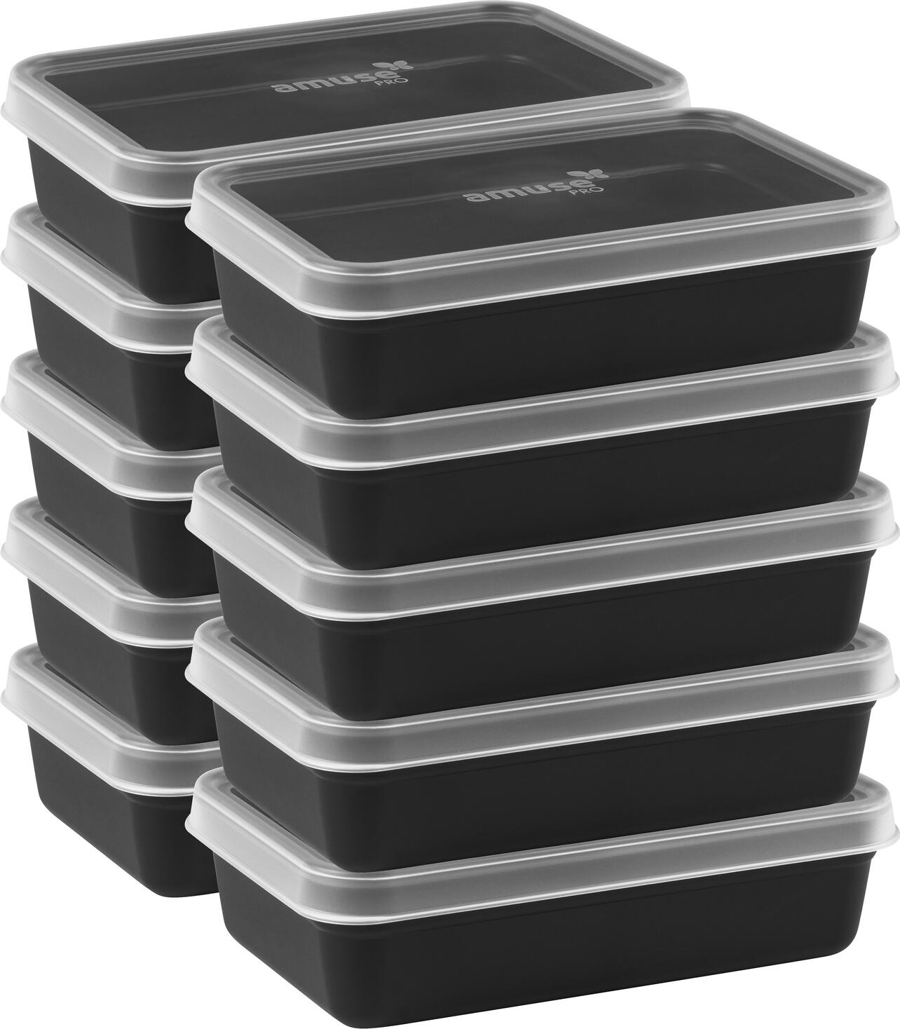 Amuse Pro Reusable Food Container, Rectangular, 950 ml, 21.5 x 13.5 x 5.7 cm, BPA-Free Polypropylene, Leakproof, Microwave and Dishwasher Safe, Stackable, -20 to +100 °C, Transparent Lid