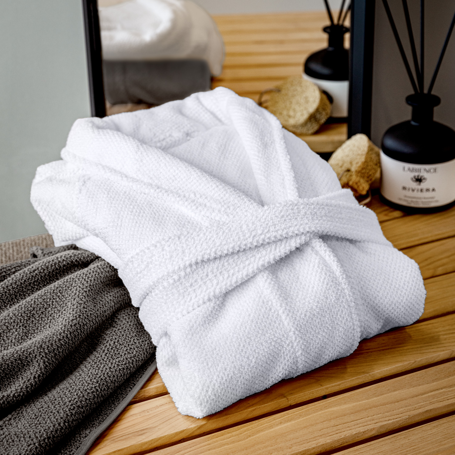 ERWIN M. LUSINI Bathrobe Duo 100% Cotton 2-Ply Terry Shawl Collar Raglan Cut OEKO-TEX Standard 100 Absorbent Bathrobe
