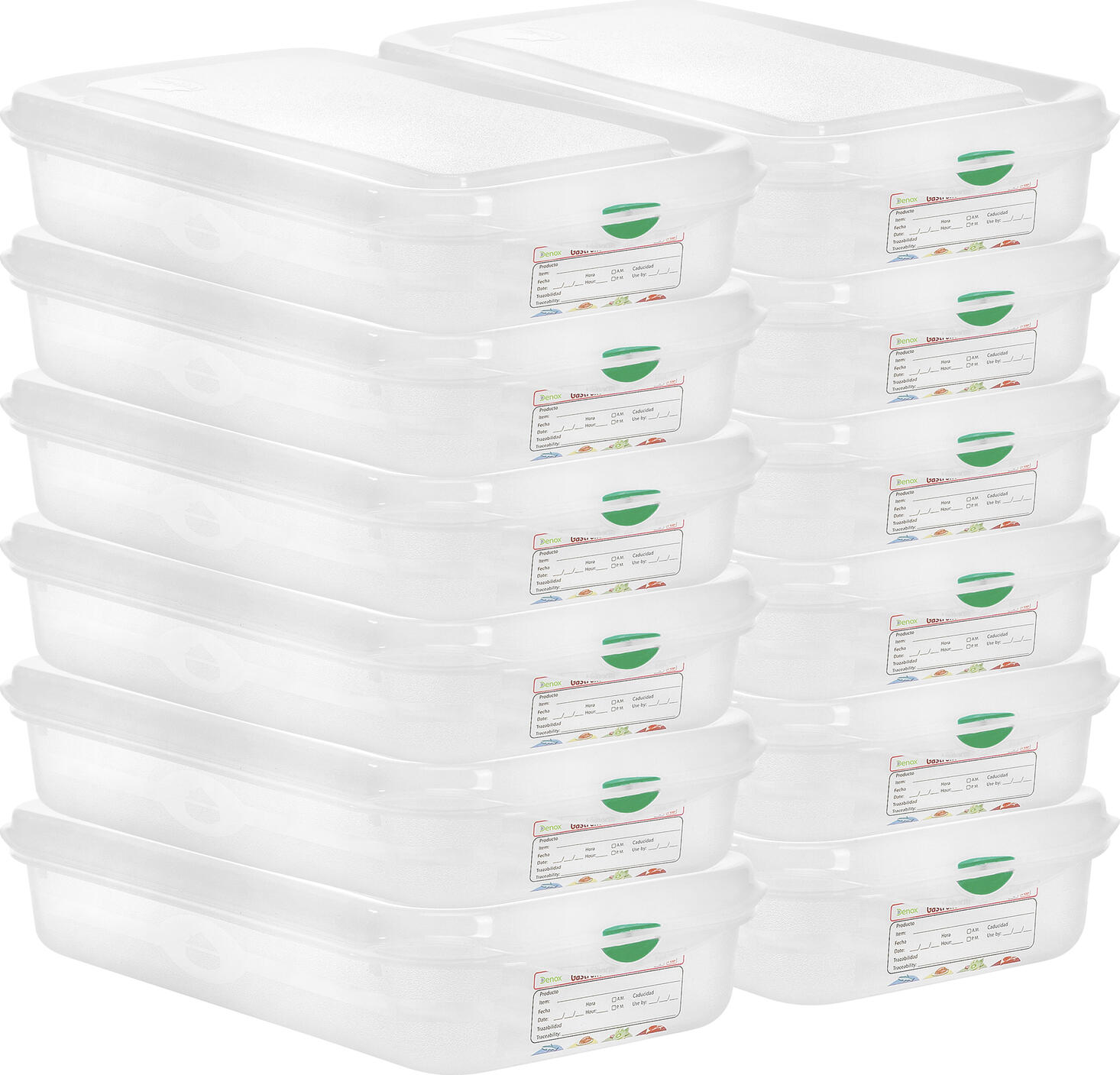Denox Dena GN 1/6 Plastic Food Container with Hermetic Lid and Color Clips, 1.1L, Transparent Polypropylene, BPA-Free, Dishwasher Safe