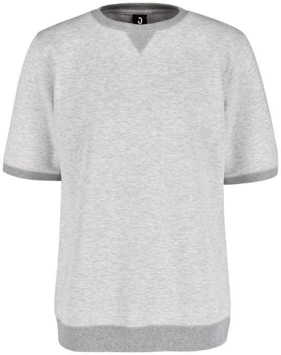 Jobeline Dean Men's Half-Sleeved Sweatshirt, Regular Fit, Stable Jersey Fabric, 70% Cotton 30% Polyester, Contrasting Knitted Cuffs, Light-Grey