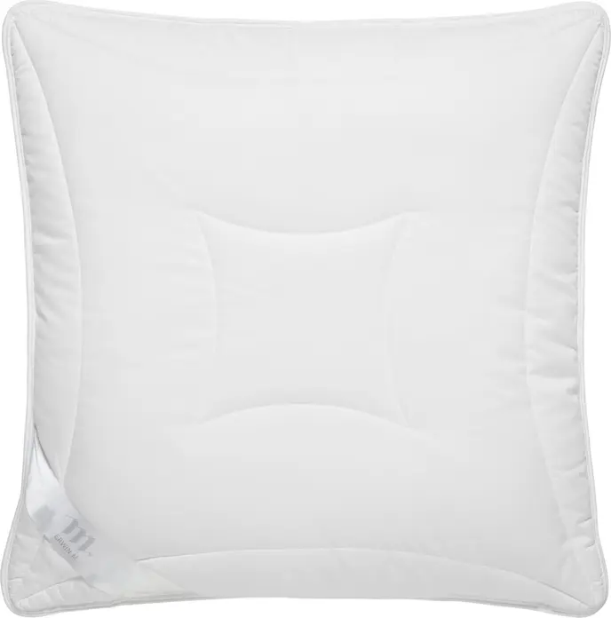 LUSINI Yukon Fibre Pillow, 65x65 cm, Super-Siliconised Hollow Polyester Filling, White Cotton Satin Cover, Adjustable Filling, Breathable