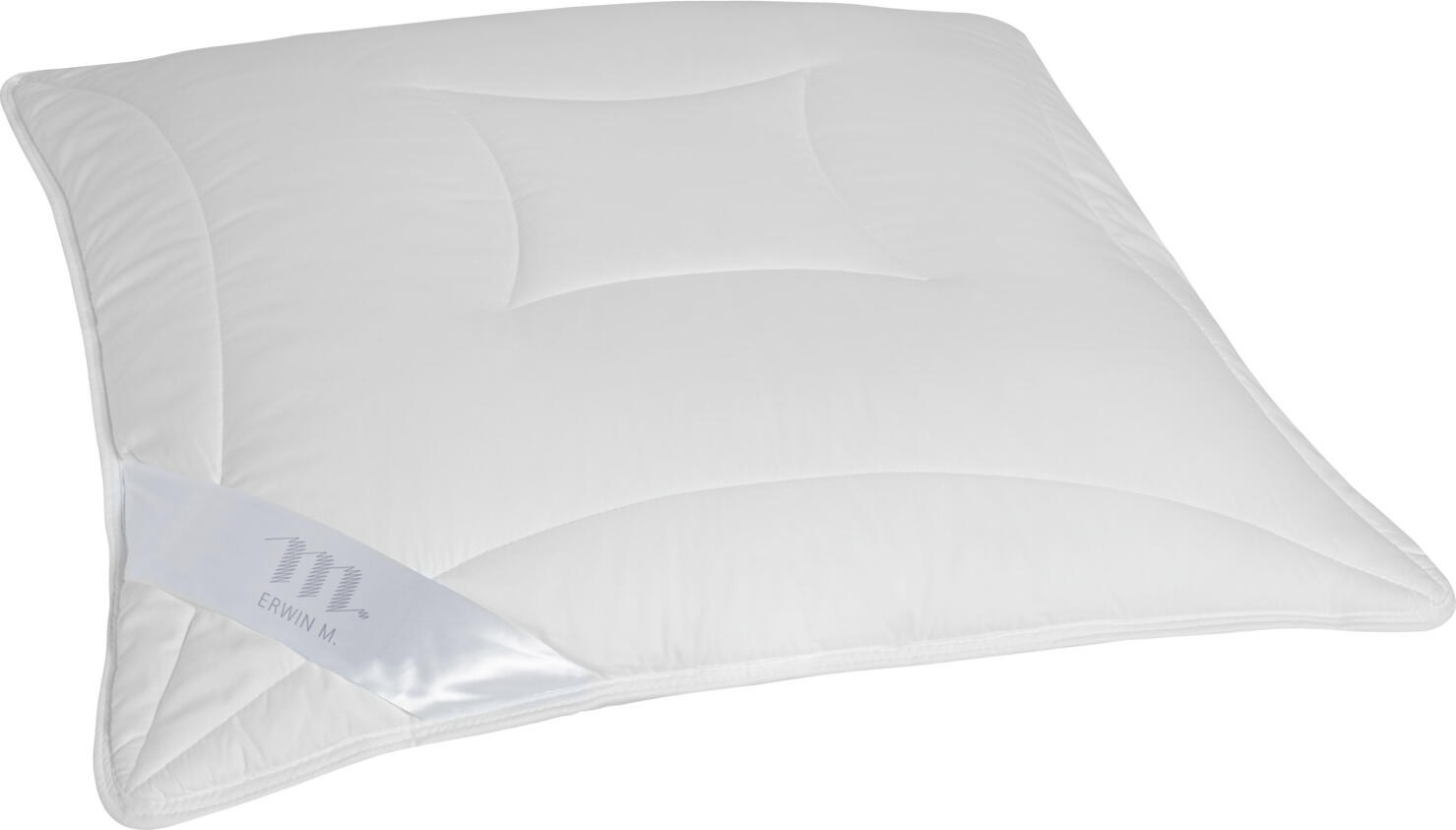 LUSINI Yukon Fibre Pillow, 65x65 cm, Super-Siliconised Hollow Polyester Filling, White Cotton Satin Cover, Adjustable Filling, Breathable