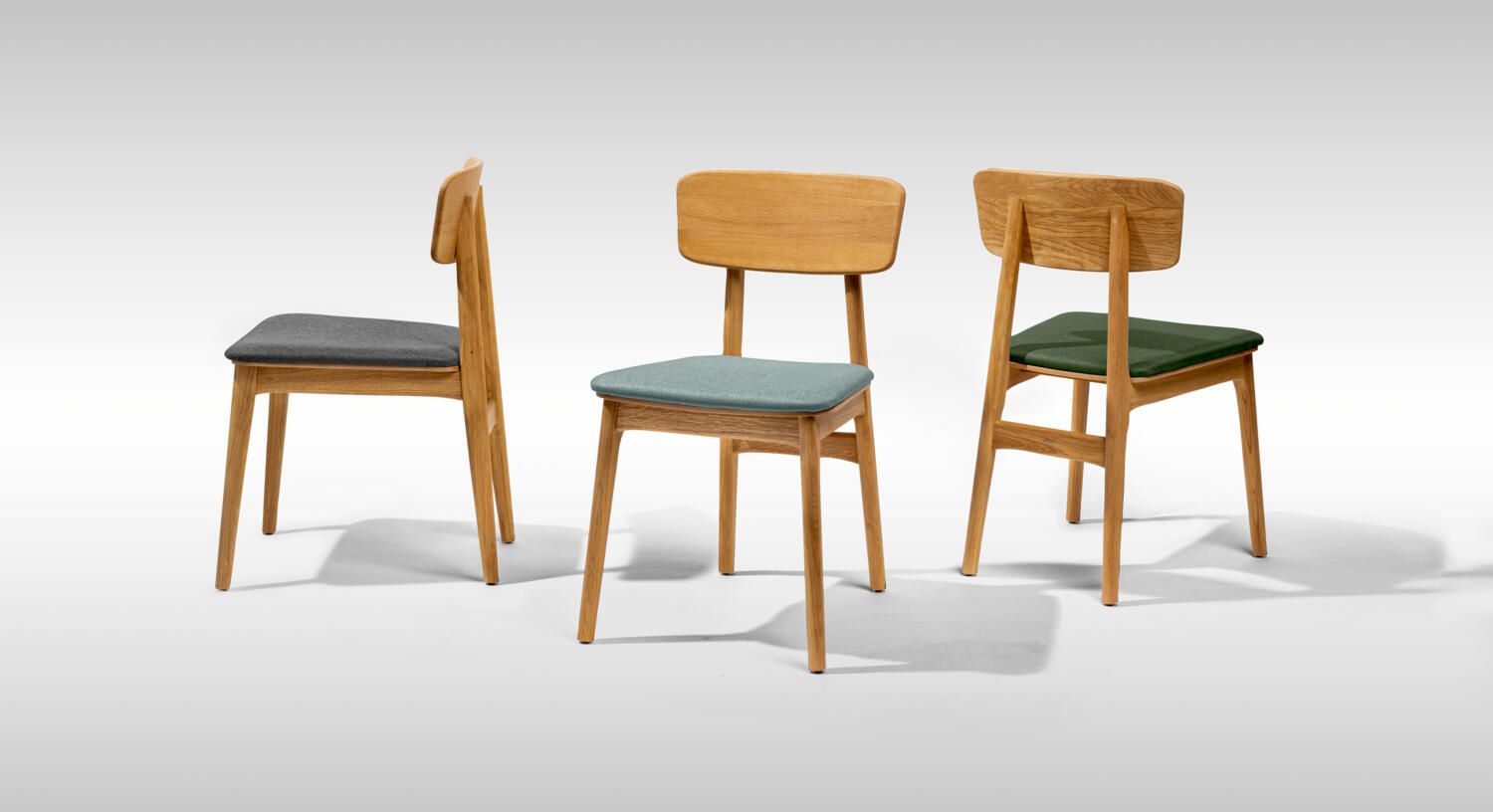 VEGA Yorin Scandinavian Chair, Oak Wood Frame, Fabric Seat, Replaceable Cushion, FSC Certified, 47x55x82 cm