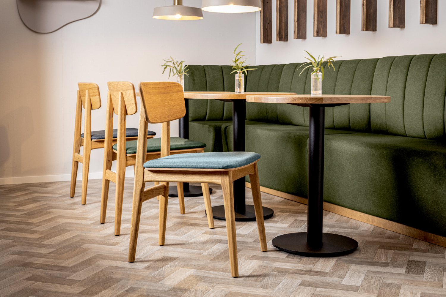 VEGA Yorin Scandinavian Chair, Oak Wood Frame, Fabric Seat, Replaceable Cushion, FSC Certified, 47x55x82 cm