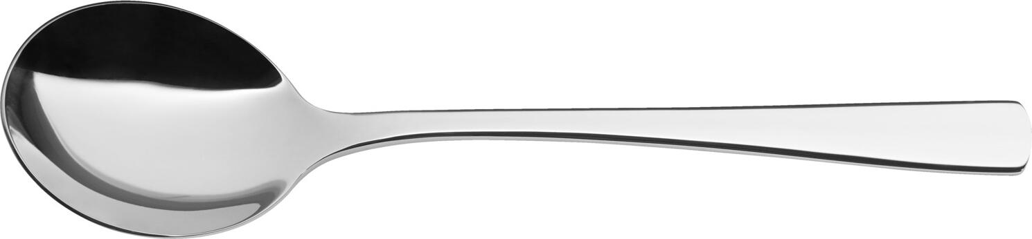 VEGA LUSINI Solutions GmbH Teacup spoon Madrid Tassenlöffel Madrid Teacup spoon Madrid; 18 cm (L); silver, handle silver; 12 piece / pack Tassenlöffel Madrid; 18 cm (L); silber, Griff silber; 12 Stück / Pack Chrome-nickel stainless steel 18/10. Soup spoon in simple, neutral design. Mirror polished. The soup spoon has a slightly wider spoon and is therefore perfect for dishes such as soup or bowls. Material thickness 3 mm (measured at the strongest point of the table fork). Dishwasher safe. Chrom-Nickel-Edelstahl 18/10, rostfrei. Tassenlöffel in schlichtem, neutralem Design. Hochglanzpoliert. Der Tassenlöffel hat eine etwas breitere Laffe und eignet sich daher perfekt für Speisen wie Suppe oder Bowls. Gastronomiegerechte Materialstärke 3 mm (gemessen an der stärksten Stelle der Menügabel). Spülmaschinenfest.