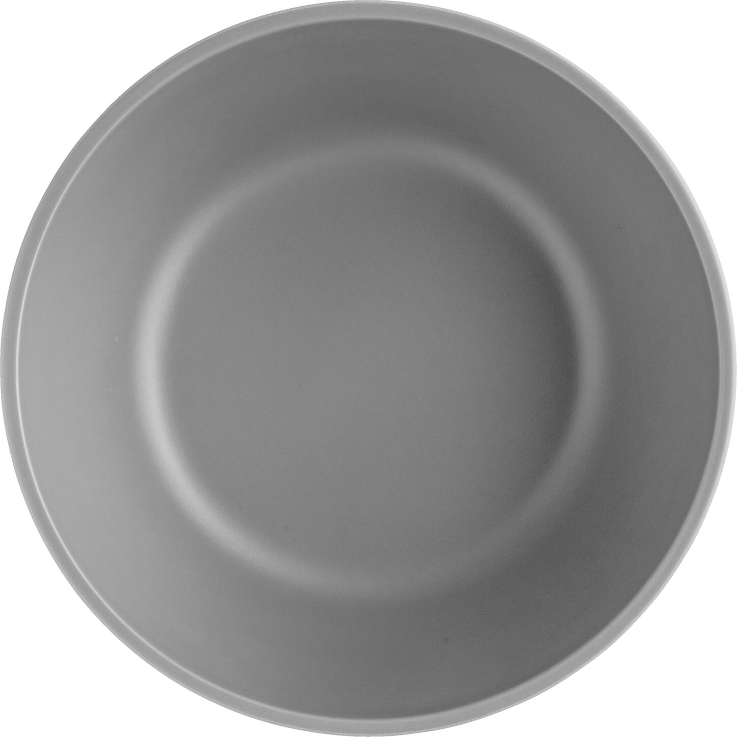 VEGA Kanas Round Melamine Bowl, 900 ml, 17 cm Diameter, 7.5 cm Height, Grey, Ribbed Relief Design, Impact-Resistant and Dishwasher Safe