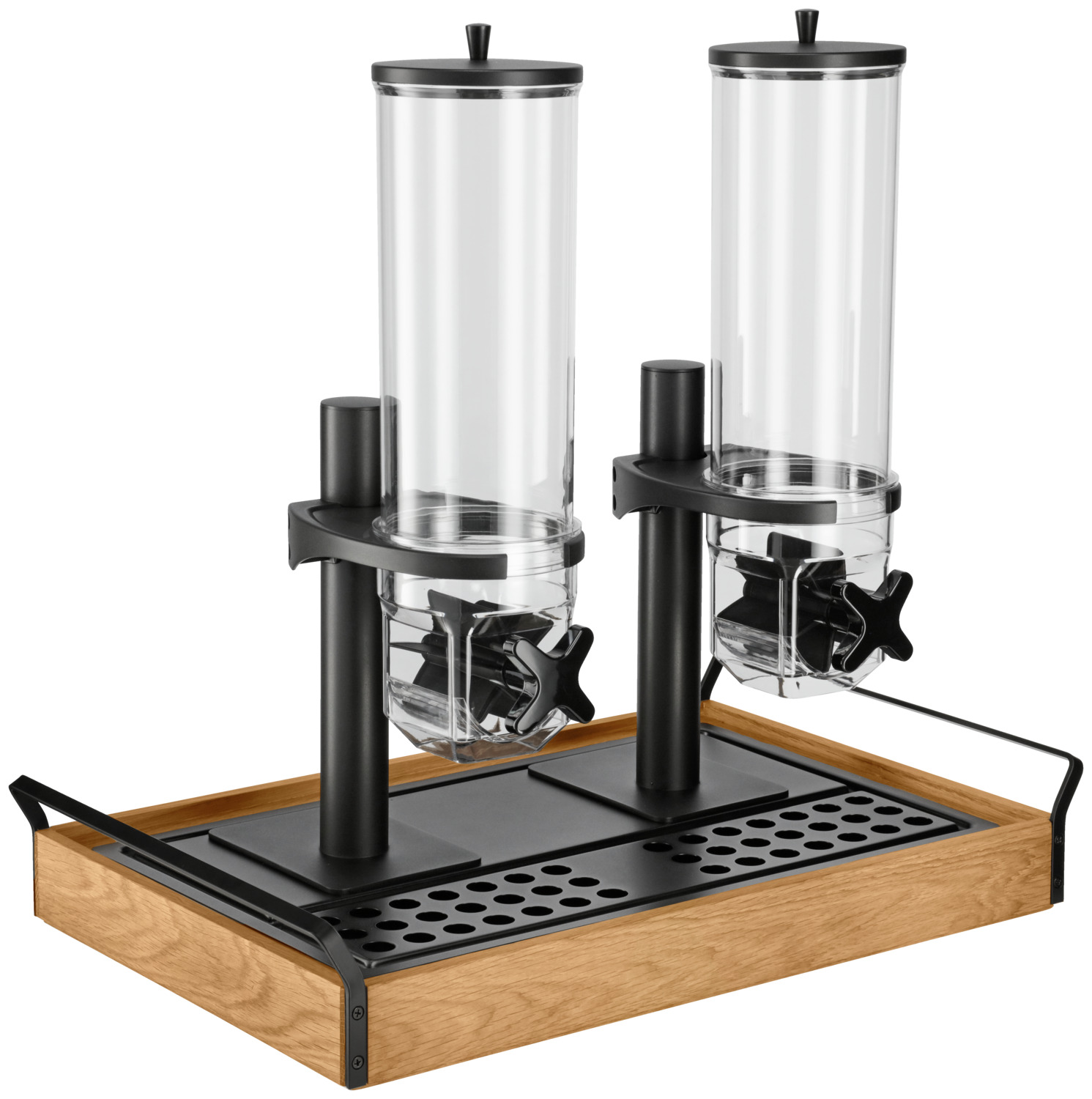 VEGA Hamshire Muesli Dispenser, 2 Pieces, Black, 8 L, 18/10 Stainless Steel and Tritan, Shatterproof BPA-free Container, Airtight Seal, Professional Gastronomy Buffet Dispenser
