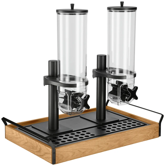 Dispensator de Muesli VEGA Hamshire, 2 Piese, Negru, 8 L, Otel Inoxidabil 18/10 si Tritan, Recipienta Rezistenta la Spargere si BPA-free, Sigilare Airtight, Gastro Professional