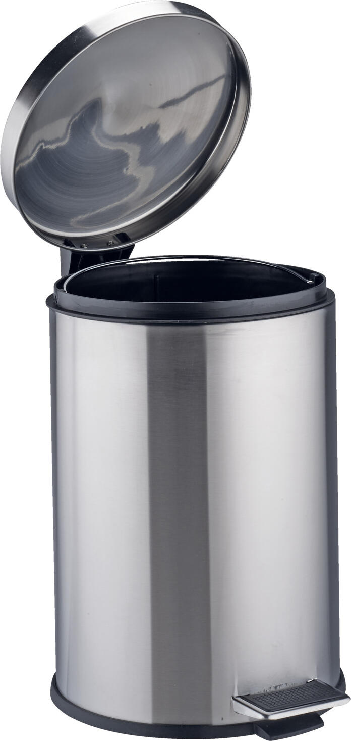 PULSIVA Gotham Pedal Bin, 12L Stainless Steel Trash Can, 18/0 Chrome, Removable Plastic Inner Bucket, Rustproof, Silver, 25cm x 40cm