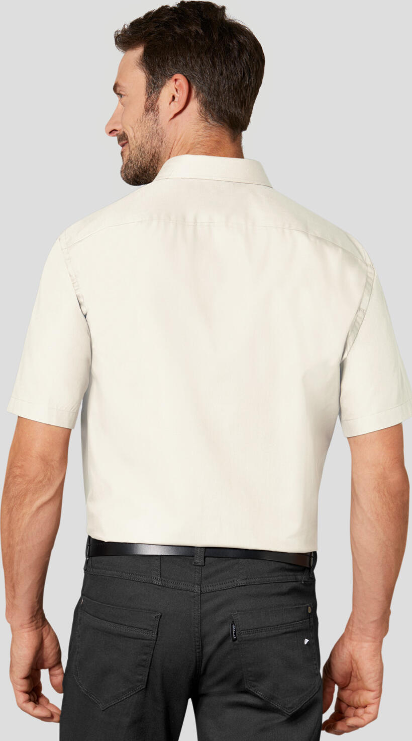 Jobeline Marc Men's Half Sleeve Shirt, 100% Cotton, Kent Collar, Patch Breast Pocket with Pen Slot, Straight Cut, Extra Long Back, OEKO-TEX Certified