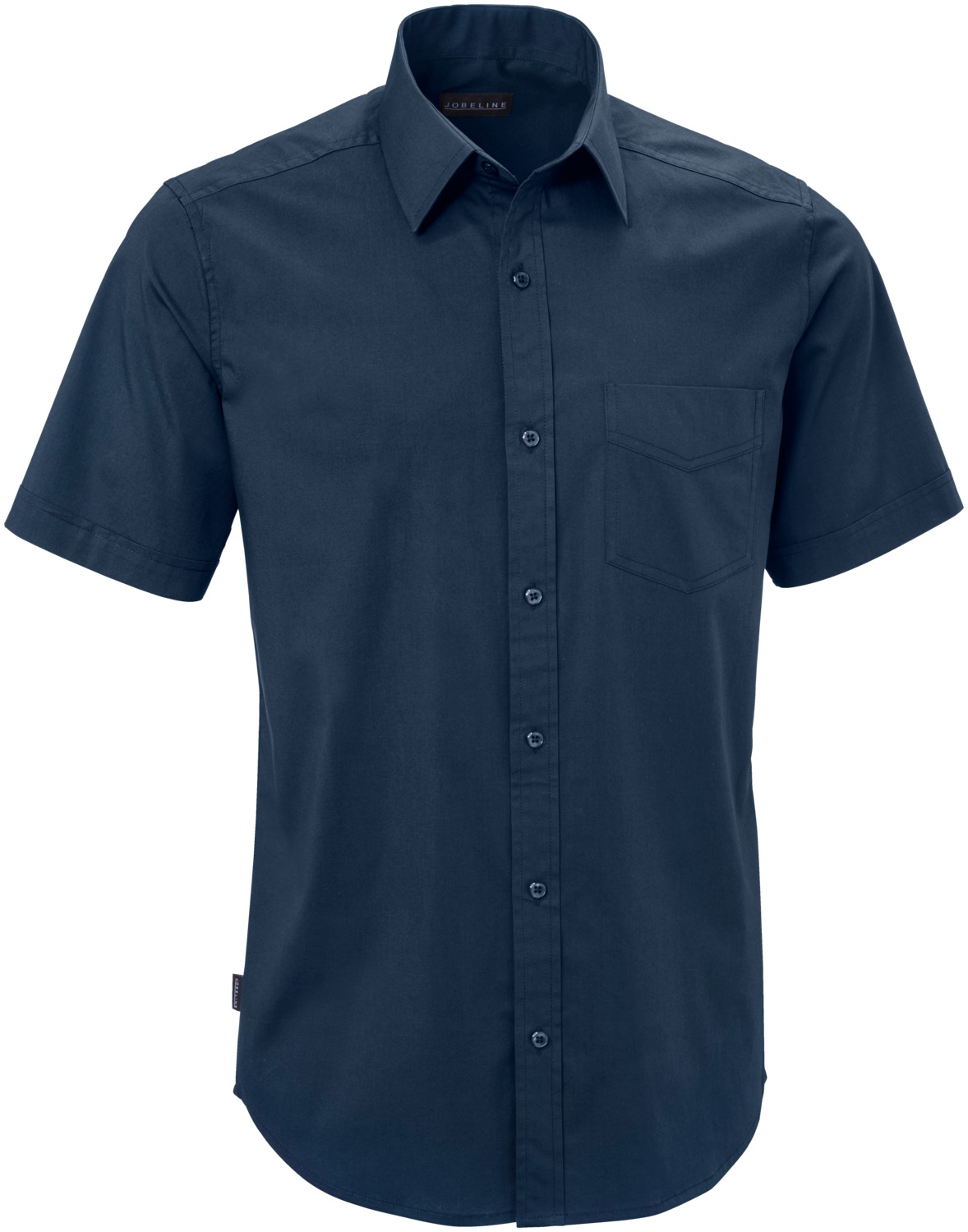 JOBELINE LUSINI Solutions GmbH Men's shirt Kim half sleeve Herrenhemd Kim Halbarm Men's shirt Kim half sleeve; Size 45/46; navy Herrenhemd Kim Halbarm; Kleidergröße 45/46; navy 65 % cotton, 35 % polyester. 30 °C wash. Modern men's shirt in half sleeve with button placket, Kent collar and breast pocket on the left. The easy-care and easy-iron shirt has a slightly fitted cut. Also available in long sleeve. Back length: 80 cm for size 39/40. 65 % Baumwolle, 35 % Polyester. 30°-Wäsche. Modernes Herrenhemd in Halbarm mit Knopfleiste, Kent-Kragen und Brustasche links. Das pflege- und bügelleichte Hemd ist leicht tailliert geschnitten. Auch in Langarm erhältlich. Rückenlänge: 80 cm in Gr 39/40