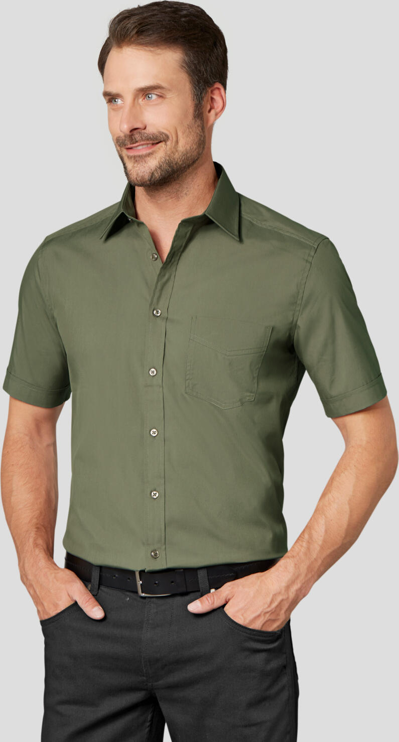 Jobeline Kim Men's Half Sleeve Shirt, 65% Cotton 35% Polyester, Kent Collar, Breast Pocket, Easy-Care Easy-Iron Slightly Fitted Cut