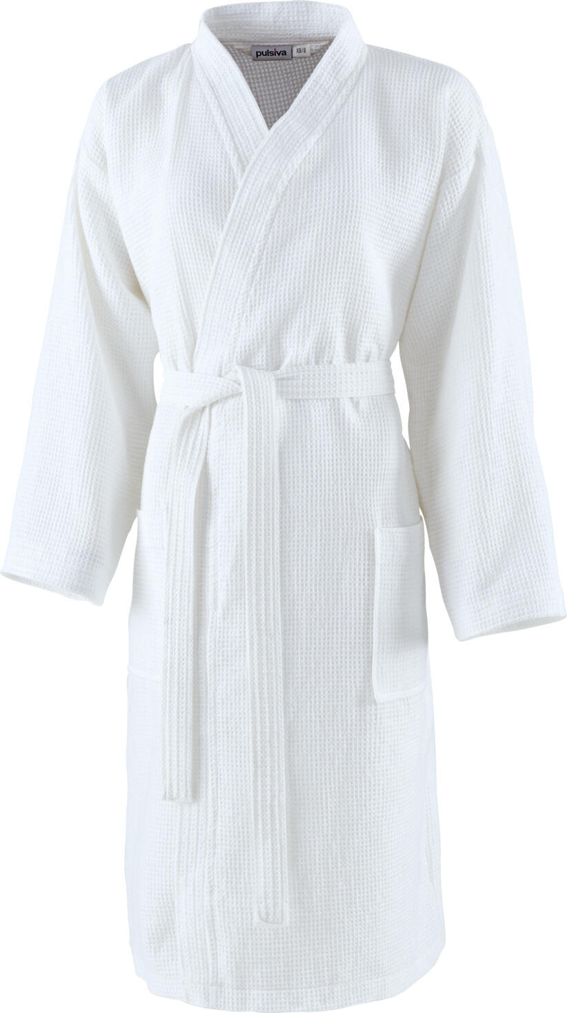 PULSIVA LUSINI Solutions GmbH Bathrobe Ares Bademantel Ares Bathrobe Ares; Size XL/2XL; white Bademantel Ares; Kleidergröße XL/2XL; weiß 60 % cotton, 40 % polyester. Weight approx. 200 g/m². Bathrobe (unisex) in waffle pique look with two patch pockets and tie belt. Length 115 cm for size M/L. Personalisation possible. 60 % Baumwolle, 40 % Polyester. Gewicht ca. 200 g/m². Bademantel (unisex) in Waffelpique-Optik mit zwei aufgesetzten Taschen und Bindegürtel. Länge 115 cm bei Größe M/L. Personalisierung möglich.