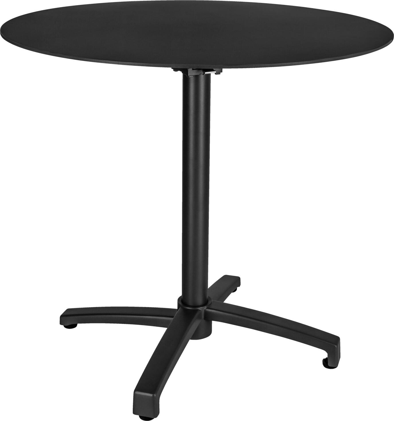 VEGA LUSINI Solutions GmbH Outdoor aluminum table Taipa round Outdoor-Aluminium-Tisch Taipa rund Outdoor aluminum table Taipa round; 80x72 cm (ØxH); Table top black, base black; round Outdoor-Aluminium-Tisch Taipa rund; 80x72 cm (ØxH); Platte schwarz, Gestell schwarz; rund High-quality aluminum table with powder coating for outdoor use, with folding top. The material is particularly robust, rust-proof and UV-resistant. Thanks to the powder coating, the surface not only impresses with its elegant appearance, but also with its increased scratch resistance and durability. Available in various colors and sizes. Hochwertiger Aluminium-Tisch mit Pulverbeschichtung für den Außenbereich, mit klappbarem Top. Das Material ist besonders robust, rostfrei und UV-beständig. Dank der Pulverbeschichtung überzeugt die Oberfläche nicht nur durch eine edle Optik, sondern auch durch erhöhte Kratzfestigkeit und Langlebigkeit. In verschiedenen Farben und Größen erhältlich.
