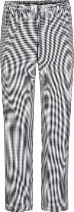 Pantaloni de bucatar Pulsiva Nathan barbati, mărime 62, 100% bumbac, 220 g/m2, carouri Pepita, talie elastica cu cordon, croiala drepta, 4 buzunare