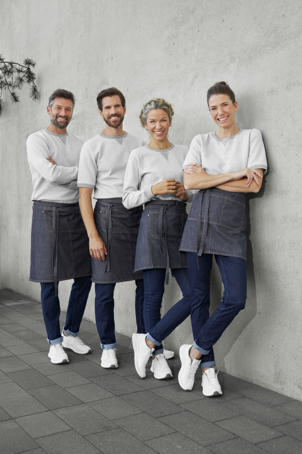 Jobeline Melek Denim Waist Apron, 100% Cotton Blue Jeans Service Apron with 4 Pockets, 60 x 80 cm, for Cafes and Restaurants