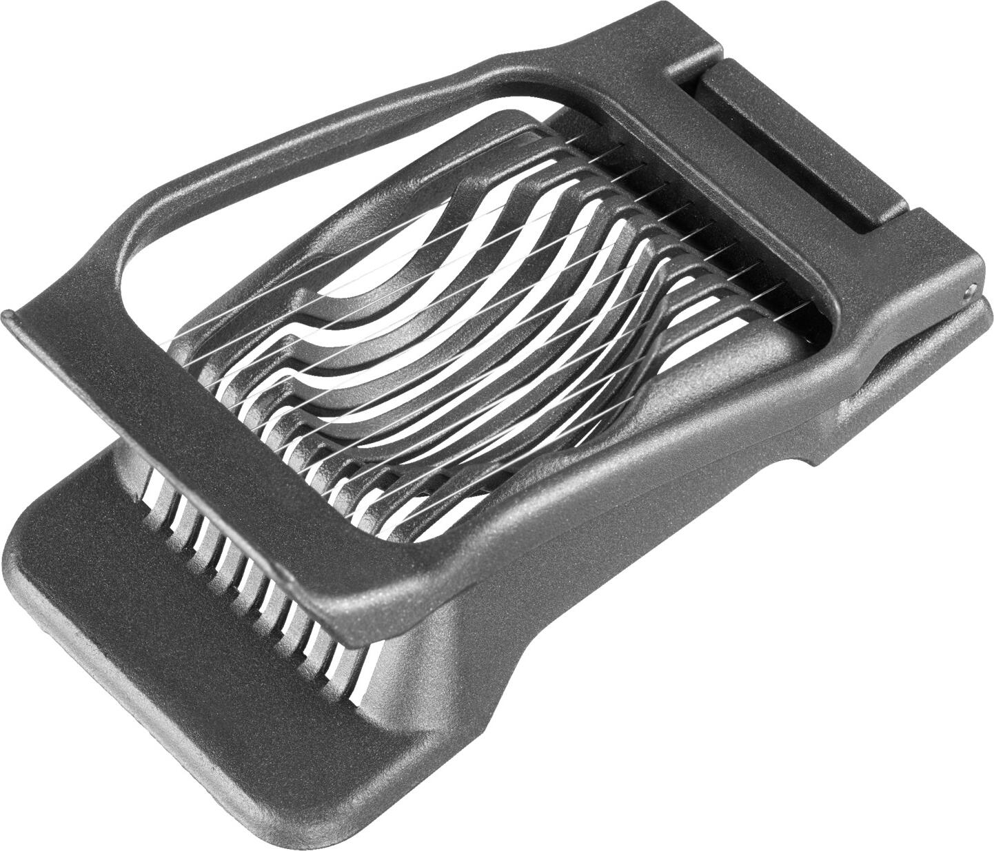 Westmark Westmark GmbH Egg divider Duplex Black Edition Eierteiler Duplex Black Edition Egg divider Duplex Black Edition; 13.5x7.9x2.9 cm (LxWxH); black Eierteiler Duplex Black Edition; 13.5x7.9x2.9 cm (LxBxH); schwarz Westmark Egg Divider Duplex - Black Edition, Two cutting methods. One tool. Maximum efficiency. The Duplex egg divider from Westmark is the professional solution for cutting boiled eggs quickly and precisely - ideal for restaurants, hotels, catering and commercial kitchens. Thanks to its two functions, it cuts both round and oval slices, depending on the positioning of the egg. The individually tensioned tensioning wires made of aluminium and stainless steel ensure clean, even results - even under heavy use. The special non-slip coating and the upward-curved handle ensure safe, fatigue-free working.  Ideal for anyone who doesn't want to compromise in the professional kitchen. Advantages at a glance: 2-in-1 function: round & oval discs High-quality tensioning wires - individually tensioned, particularly durable Non-slip feel thanks to special coating Ergonomic handle for easy handling Suitable for dishwasher and hygienic Food-safe, BPA-free, Made in Germany Technical details: Material: Plastic with special coating, aluminium-stainless steel wires Dimensions: approx. 14 × 9 × 3 cm Colour: black / silver Westmark Eierteiler Duplex – Black Edition, Zwei Schnittarten. Ein Werkzeug. Maximale Effizienz. Der Eierteiler Duplex von Westmark ist die professionelle Lösung für den schnellen und präzisen Schnitt von gekochten Eiern – ideal für Gastronomie, Hotellerie, Catering und Großküchen. Dank seiner zwei Funktionen schneidet er sowohl runde als auch ovale Scheiben, je nach Positionierung des Eis. Die einzeln gespannten Spanndrähte sorgen für saubere, gleichmäßige Ergebnisse – auch bei hoher Beanspruchung. Die rutschhemmende Spezialbeschichtung und der nach oben gebogene Griff ermöglichen ein sicheres, ermüdungsfreies Arbeiten.  Ideal für alle, die in der Profi-Küche keine Kompromisse machen wollen. Vorteile auf einen Blick: 2-in-1-Funktion: runde & ovale Scheiben Hochwertige Spanndrähte – einzeln gespannt, besonders langlebig Rutschfeste Haptik dank Spezialbeschichtung Ergonomischer Griff für einfaches Handling Spülmaschinengeeignet und hygienisch Lebensmittelecht, BPA-frei, Made in Germany Technische Details: Material: Kunststoff mit Spezialbeschichtung, Aluminium; Edelstahl Maße: ca. 14 × 9 × 3 cm Farbe: Schwarz / Silber