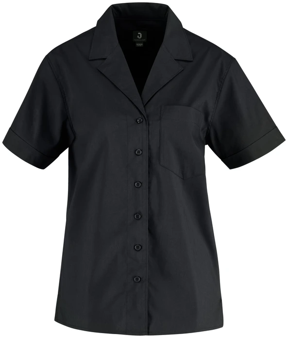 Bluza Jobeline Magnum pentru femei cu maneca scurta, amestec bumbac-poliester, croiala confortabila, guler cu revere, buzunar piept, imbitat catering