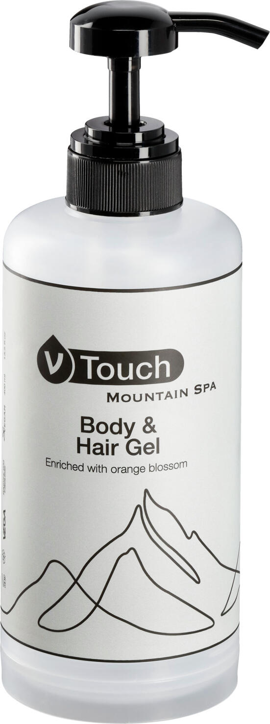 Gel 2-in-1 pentru Corp si Par V-Touch Mountain Spa, Sampon si Gel de Dus Vegan cu Extract de Flori de Portocal, pH Neutru, Pungă Refill 400ml