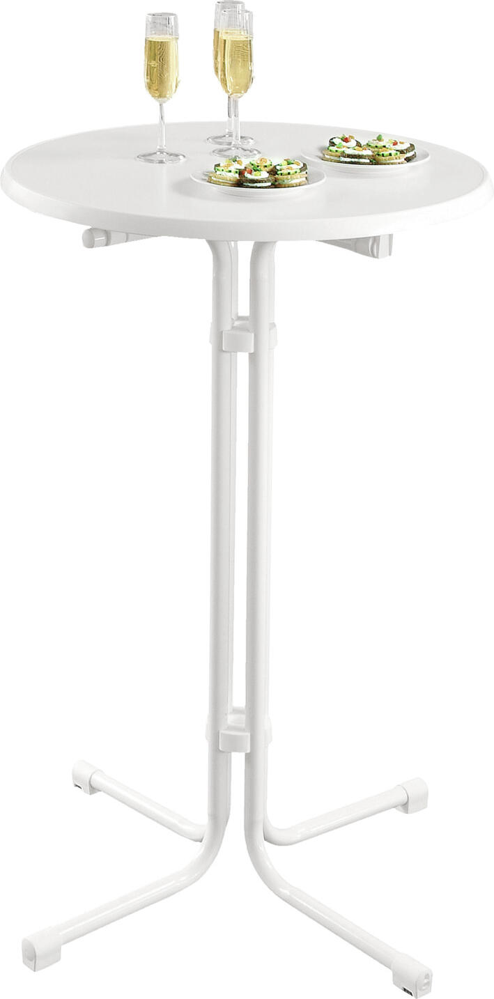 Masa Bar Rotunda PULSIVA LUSINI Circle, Albă, Masa de Exterior Pliabila, Cadru Otel Tubular, Blat Plastic, Diametru 80cm x Inaltime 110cm, Rezistenta la Intemperii