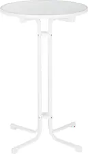 PULSIVA LUSINI Solutions GmbH Bar table Circle Stehtisch Circle Bar table Circle; 80x110 cm (ØxH); white; round Stehtisch Circle; 80x110 cm (ØxH); weiß; rund Bar table made of a tubular steel frame and four feet. The round table top is made of high quality plastic. Foldable, scratch resistant, UV-resistant, weather and temperature resistant up to 180 °C. With edge protection made of plastic. With height adjustment screws. Only 15 cm deep when folded. Suitable for outdoor use. Order matching table covers at the same time. Stehtisch aus einem Stahlrohrgestell und vier Füßen. Die runde Tischplatte ist aus hochwertigem Kunststoff gefertigt. Klappbar, kratzfest, UV-beständig, witterungs- und temperaturbeständig bis 180 °C. Mit Kantenschutz aus Kunststoff. Mit Höhenausgleichsschrauben. Zusammengeklappt nur 15 cm tief. Für den Außenbereich geeignet. Passende Tischhussen gleich mitbestellen.