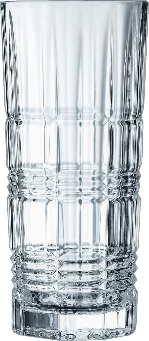 Arcoroc Arc France SAS Long drink glass Brixton Longdrinkglas Brixton Long drink glass Brixton; 310 ml, 6.8x15.6 cm (ØxH); transparent; 6 piece / pack Longdrinkglas Brixton; 310 ml, 6.8x15.6 cm (ØxH); transparent; 6 Stück / Pack Robust long drink glass with modern straight-line relief. Dishwasher safe. Robustes Longdrinkglas mit modernem gradlinigen Relief. Spülmaschinenfest.