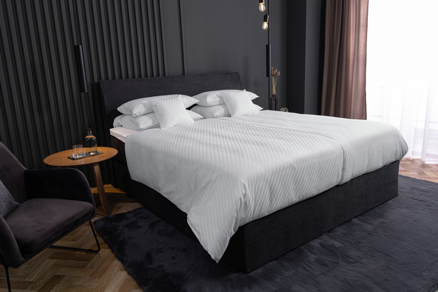 Husa Pentru Pled ERWIN M. LUSINI Rimini, 100% Bumbac Damasc, 220 TC, Alb, 155 x 220 cm, Închidere Hotel, OEKO-TEX Standard 100