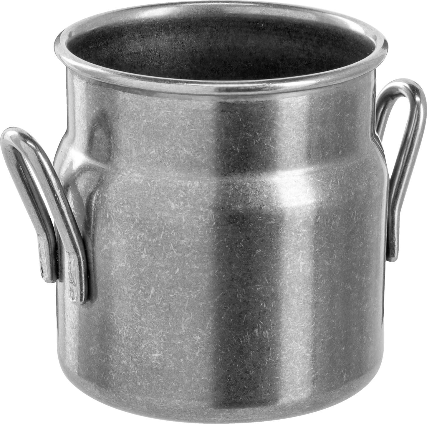 VEGA LUSINI Solutions GmbH Mini milk jug Malino Mini Milchkanne Malino Mini milk jug Malino; 90 ml, 4.5x5 cm (ØxH); silver; round; 4 piece / pack Mini Milchkanne Malino; 90 ml, 4.5x5 cm (ØxH); silber; rund; 4 Stück / Pack Milk jug made of chrome-nickel stainless steel 14/4 with patinated effect. Suitable for dishwasher. Milchkännchen aus Chrom-Nickel-Edelstahl 14/4 mit patiniertem Effekt. Spülmaschinengeeignet.