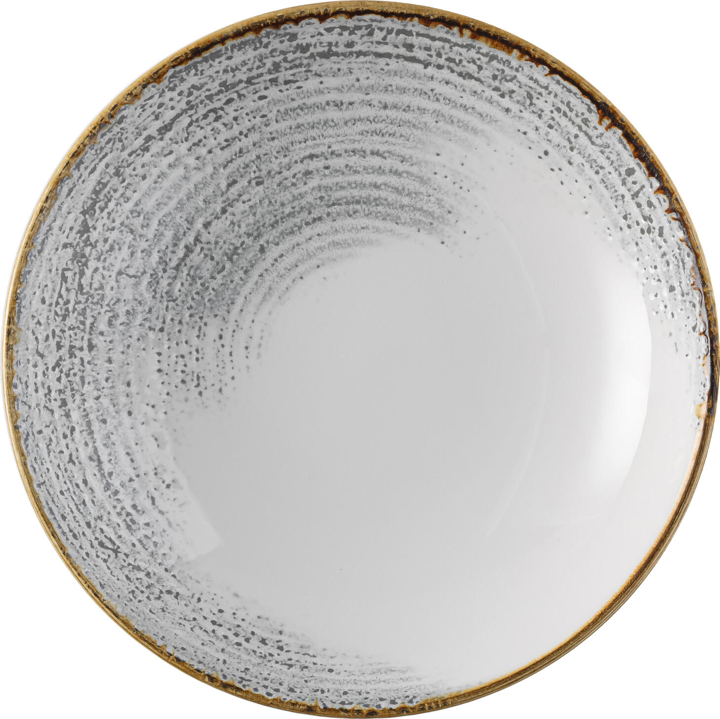 Churchill Studio Prints Underglaze Concentric Ring Professional Porcelain Pasta Bowls, Jasper Grey, V&A Museum Inspired Design, 24.8 cm