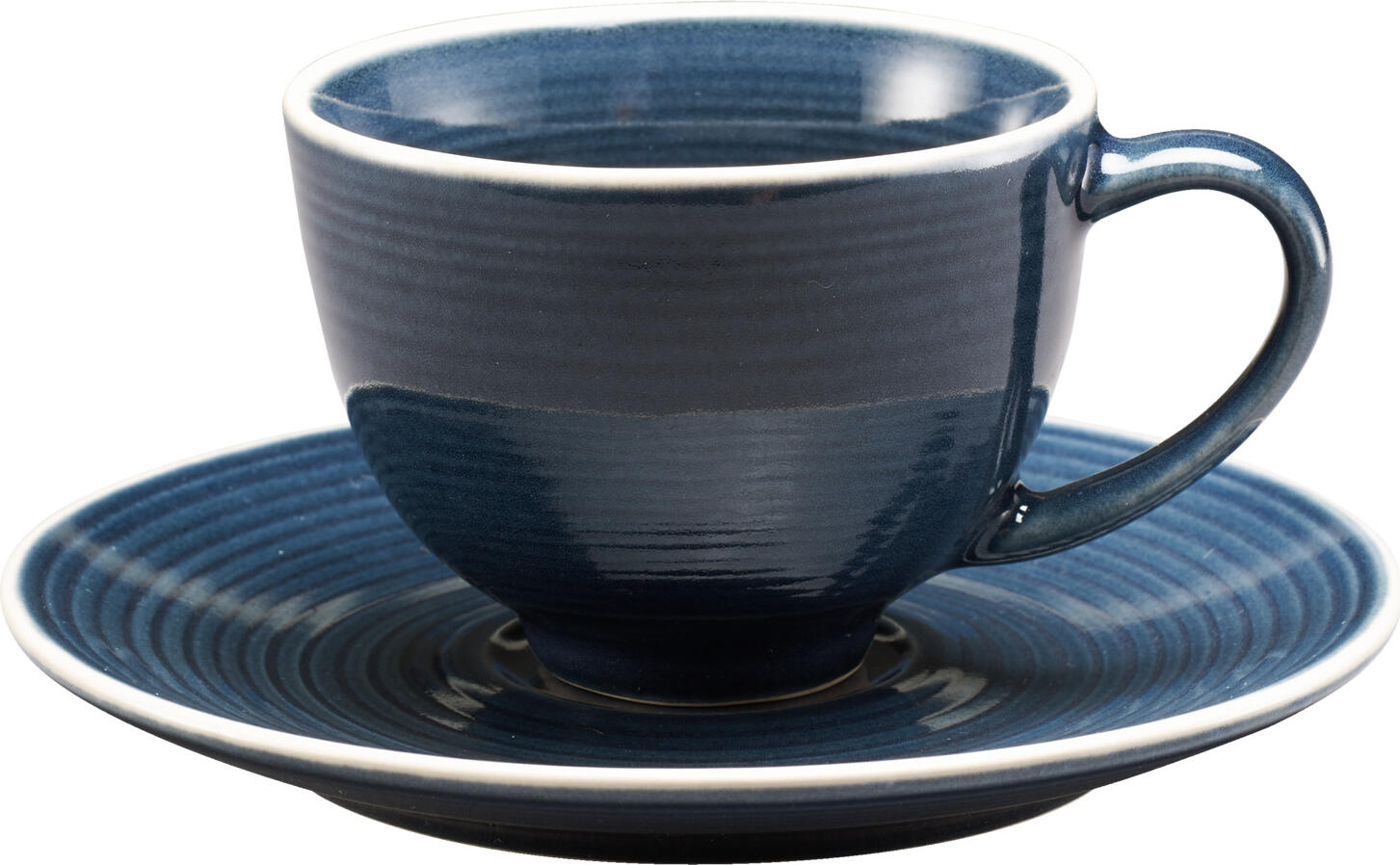 PULSIVA Spirit Coffee Cup, 180 ml Blue Colored Stoneware Mug with Spiral Design, Dishwasher and Microwave Safe, Stackable, 8.5 x 6.5 cm