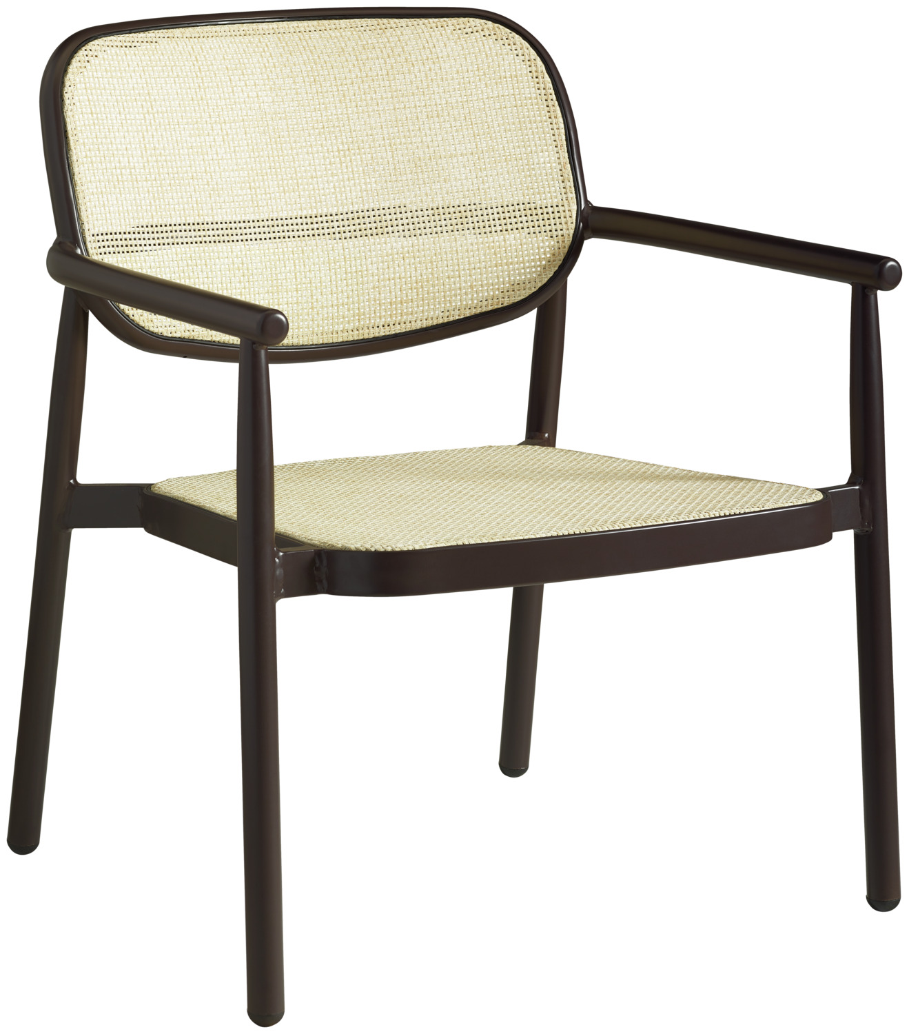 VEGA LUSINI Solutions GmbH Outdoor lounge chair Candia Outdoor Lounge Sessel Candia Outdoor lounge chair Candia; 66x68x80 cm (WxDxH); seat beige, base dark-brown Outdoor Lounge Sessel Candia; 66x68x80 cm (BxTxH); Sitz beige, Gestell dunkelbraun Simple armchair in wickerwork look. Frame made of powder-coated aluminum. Seat and back made of durable polyrattan fabric. Weatherproof and stackable. Suitable for outdoor use. Delivery is assembled. Matching bench can be ordered at the same time. Schlichter Sessel in Wiener-Geflecht Optik. Gestell aus pulverbeschichtetem Aluminium. Sitz- und Rückenfläche aus strapazierfähigem Polyrattan-Gewebe. Wetterfest und stapelbar. Für den Außenbereich geeignet. Lieferung erfolgt montiert. Passende Bank gleich mitbestellen.