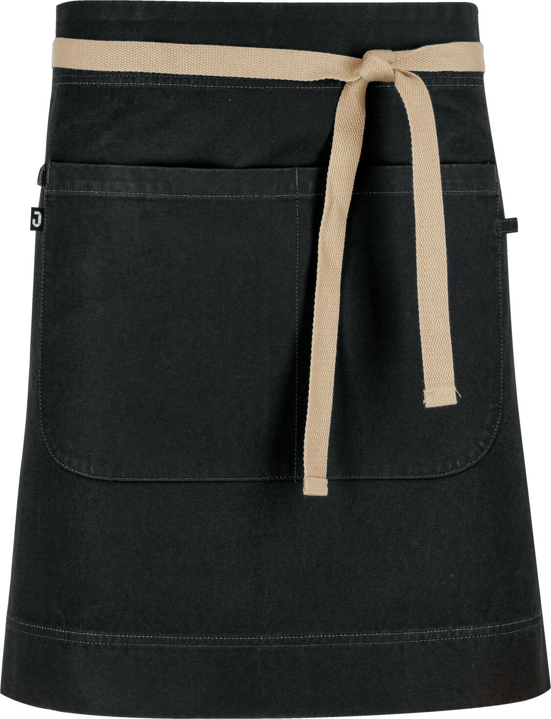 JOBELINE Ben Waist Apron, Black, 50x80 cm, Cotton-Polyester Blend with PU Coating, Two-part Pocket for Mini Tablet, Pen and Tea Towel Loops