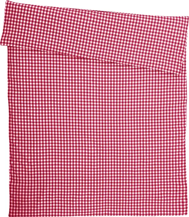 ERWIN M. Tux Seersucker Duvet Cover, 100% Cotton, 155 x 220 cm, Red Checked Pattern, Mercerised Finish, Hotel Fastener, OEKO-TEX Standard 100