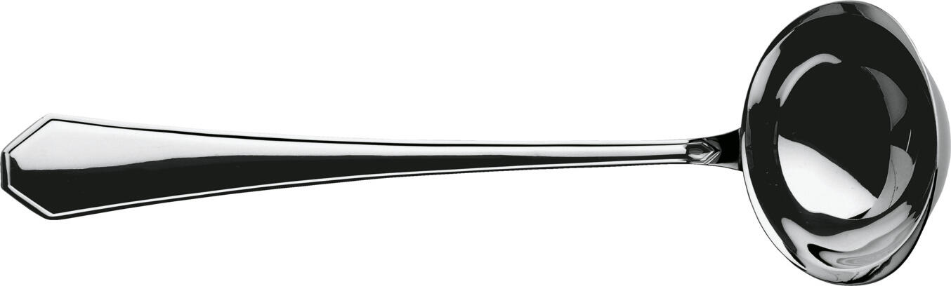 PULSIVA LUSINI Solutions GmbH Soup ladle Tunis Basic Suppenschöpfer Tunis Basic Soup ladle Tunis Basic; 100 ml, 30 cm (L); silver, handle silver Suppenschöpfer Tunis Basic; 100 ml, 30 cm (L); silber, Griff silber 18/0 chrome-stainless steel, rustproof. Classic soup ladle. Mirror polished. Material thickness 2.2 mm (measured at the thickest point of the table fork). Suitable for dishwasher. Chrom-Edelstahl 18/0, rostfrei. Der Suppenschöpfer Tunis Basic bietet durch seine hochglanzpolierte Oberfläche und die stabile 2,2 mm (gemessen an der stärksten Stelle der Menügabel) Verarbeitung eine langlebige, professionelle Qualität. Ideal zum Ausgeben von Suppen und Eintöpfen im Gastronomiebereich. Das Material ist spülmaschinengeeignet und dadurch besonders pflegeleicht. Ihre Vorteile auf einen Blick: • Spülmaschinengeeignet – hygienisch & leicht zu reinigen • Magnetisch – kompatibel mit Sortier  und Poliersystemen • Nickelfrei – ideal auch für empfindliche Gäste